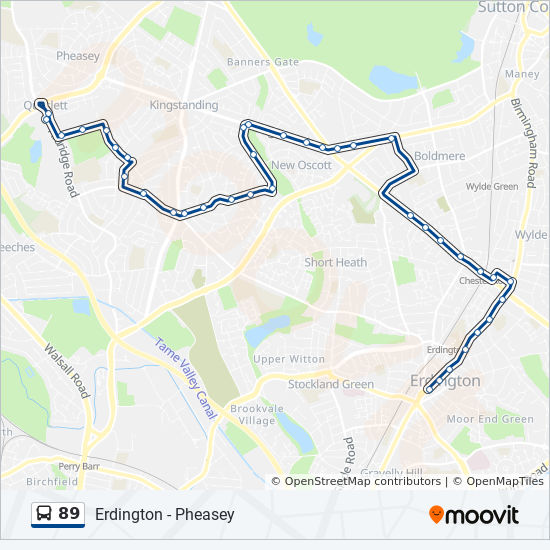 Bus 89 Route Map 89 Route: Schedules, Stops & Maps - Erdington (Updated)