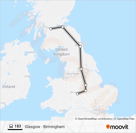 183 Route: Schedules, Stops & Maps - Digbeth, Birmingham - Glasgow ...