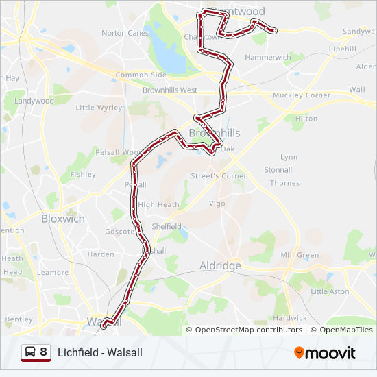 Bus 8 Route Map 8 Route: Schedules, Stops & Maps - Burntwood (Updated)