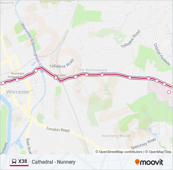 X38 bus Line Map