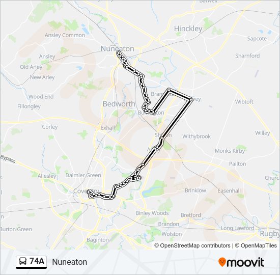 Metro Rta Maps And Schedules 74A Route: Schedules, Stops & Maps - Nuneaton (Updated)
