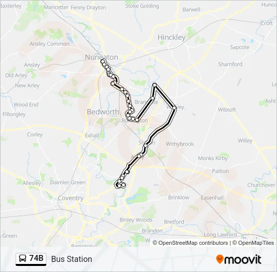 74B Bus Line Map
