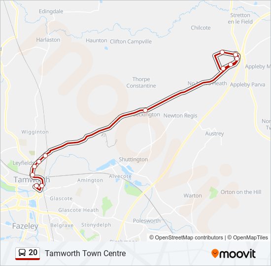 20 Route Schedules, Stops & Maps Tamworth Town Centre (Updated)