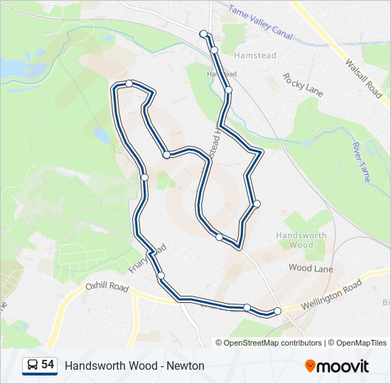 54 Route Schedules Stops Maps Handsworth Wood Updated 