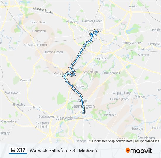 X17 Bus Line Map