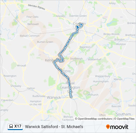 X17 Bus Line Map