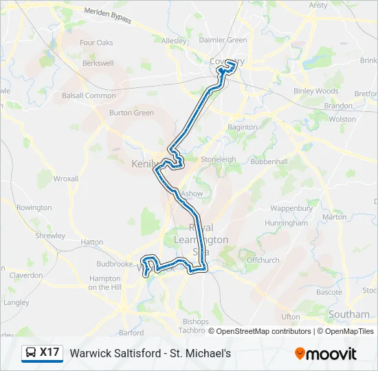 X17 Bus Line Map