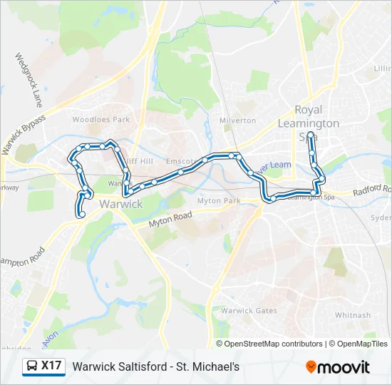 X17 Bus Line Map