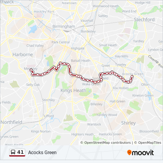 Bus 41 Route Map 41 Route: Schedules, Stops & Maps - Acocks Green (Updated)