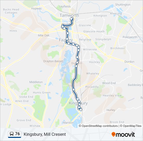 76 Bus Line Map