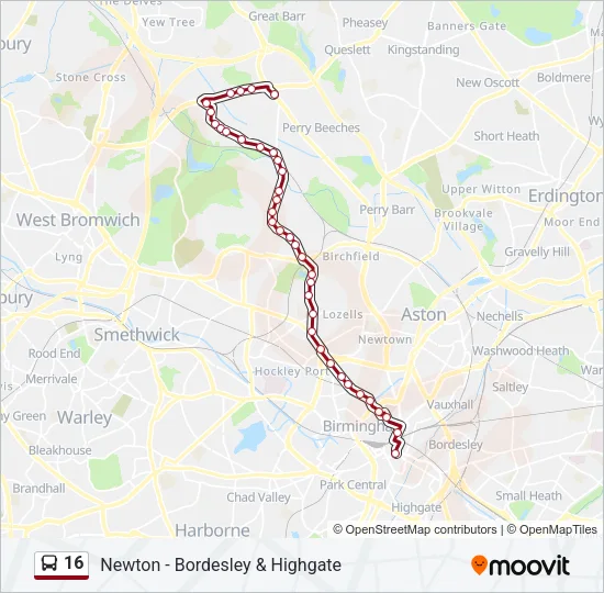 16 Bus Line Map