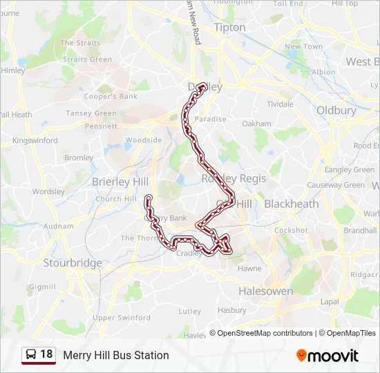 18 Route: Schedules, Stops & Maps - Merry Hill Bus Station (Updated)