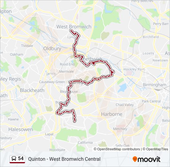 54 Bus Line Map