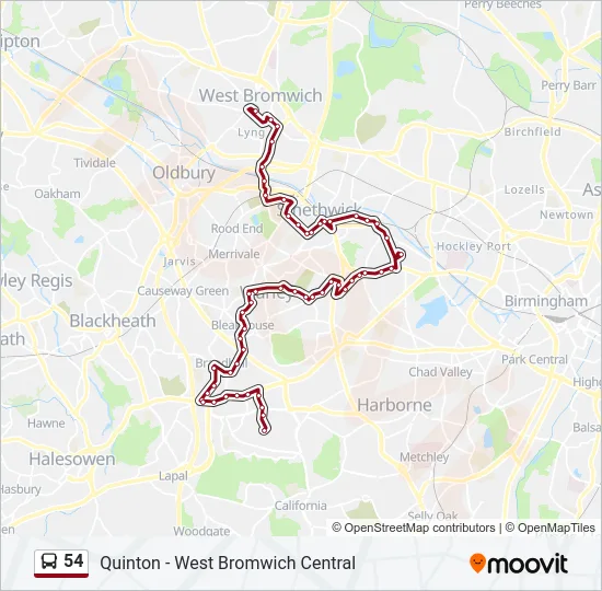 54 Bus Line Map