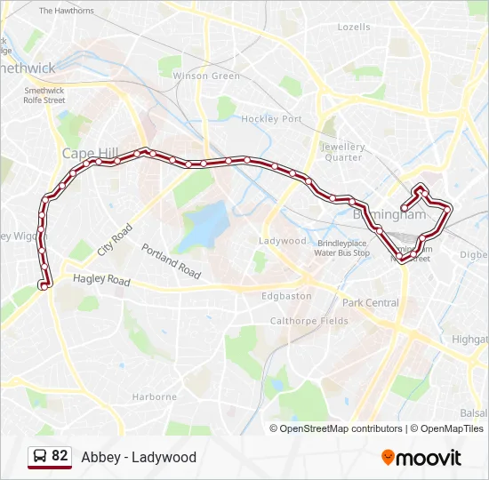 82 Route: Schedules, Stops & Maps - Colmore Row (Updated)