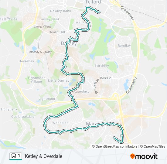 1 Route Schedules Stops And Maps Telford Town Centre Updated