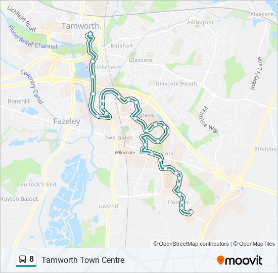 8 Route Schedules, Stops & Maps Tamworth Town Centre (Updated)