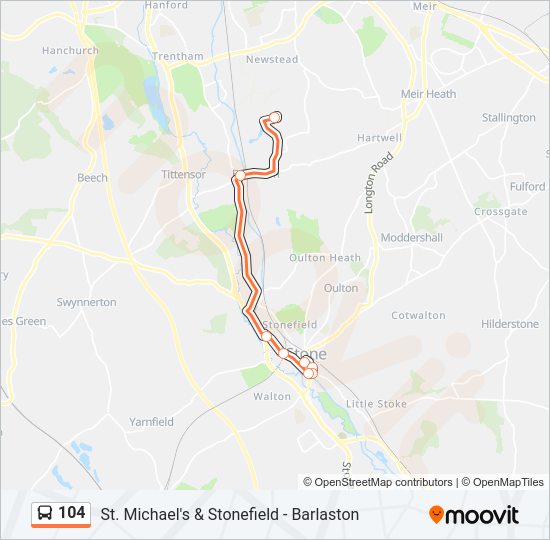 104 Route Schedules, Stops & Maps Barlaston (Updated)