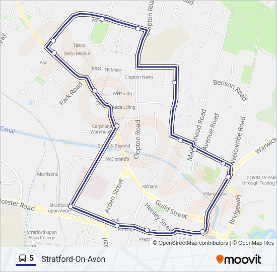 5 Bus Line Map