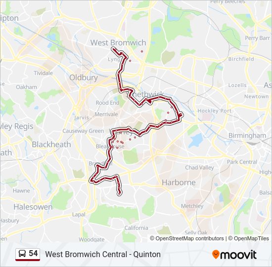 54 Bus Line Map