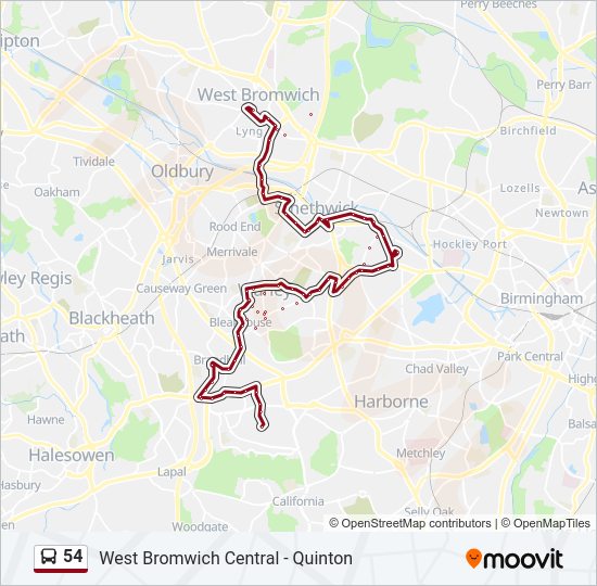 54 Bus Line Map