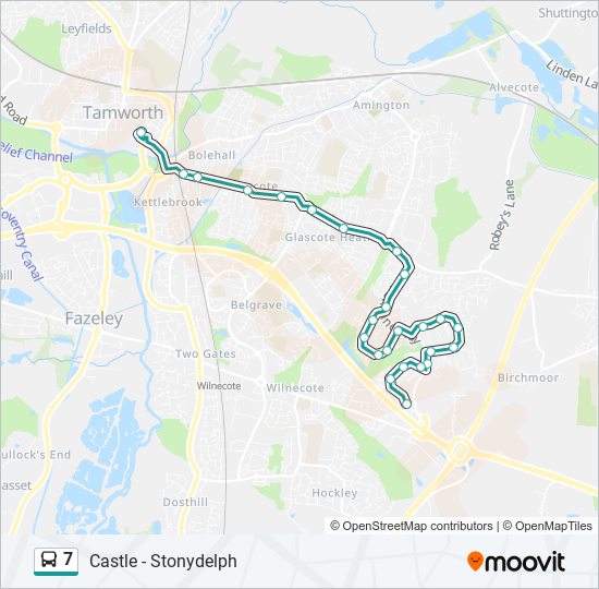 7 Route: Schedules, Stops & Maps - Tamworth Town Centre (Updated)