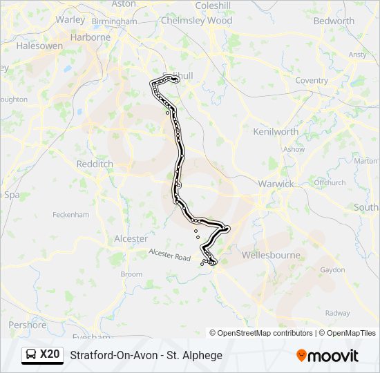 X20 Bus Line Map