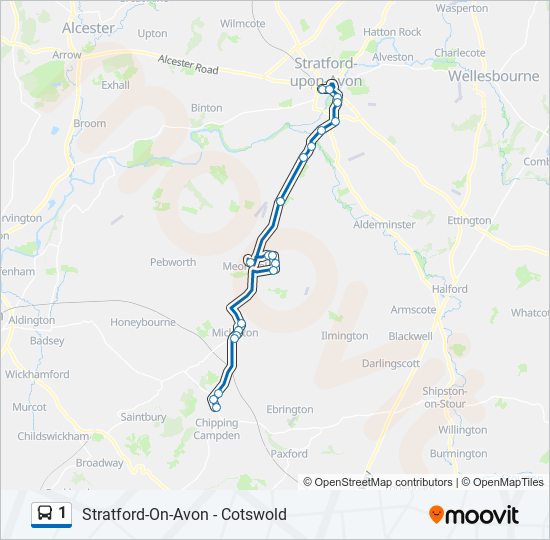 1 Route: Schedules, Stops & Maps - Chipping Campden (Updated)