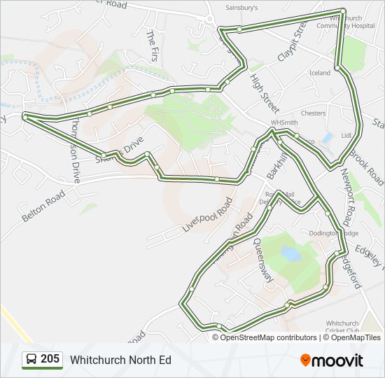 205 Route: Schedules, Stops & Maps - Whitchurch Circular (Updated)