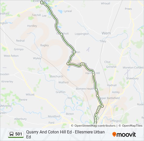 501 Route Schedules, Stops & Maps Ellesmere (Updated)