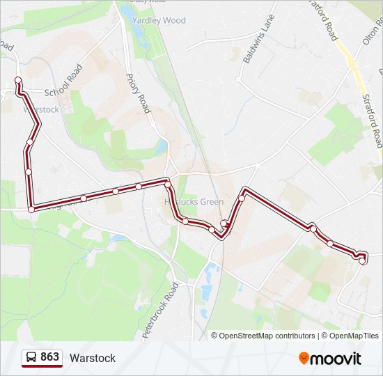 863 Route: Schedules, Stops & Maps - Warstock (Updated)
