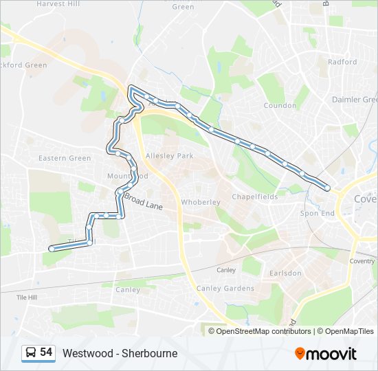 54 bus Line Map