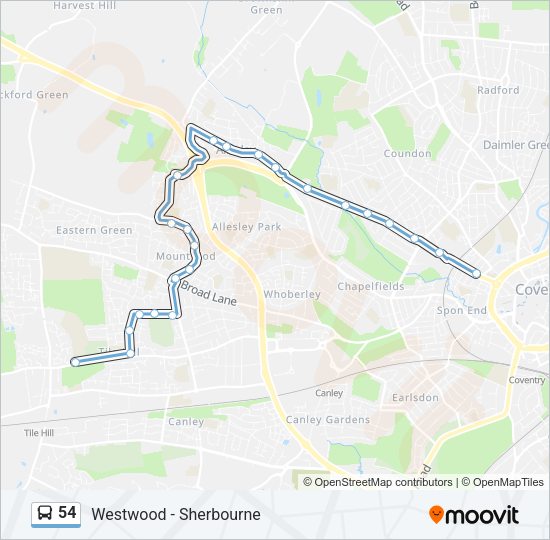 54 Bus Line Map