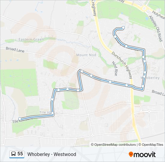 55 Bus Line Map
