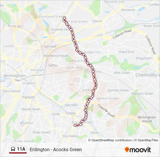 11A Route: Schedules, Stops & Maps - Six Ways (Updated)