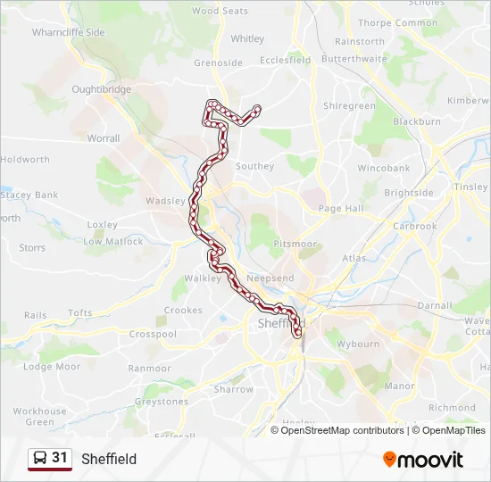 31 Route: Schedules, Stops & Maps - Parson Cross (Updated)