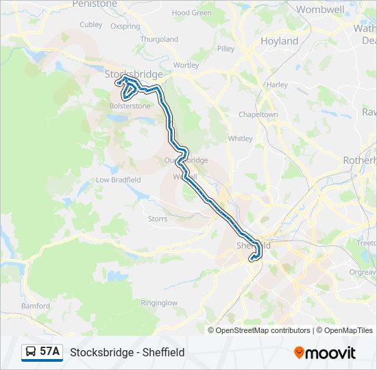 57A bus Line Map