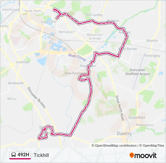 492H Bus Line Map