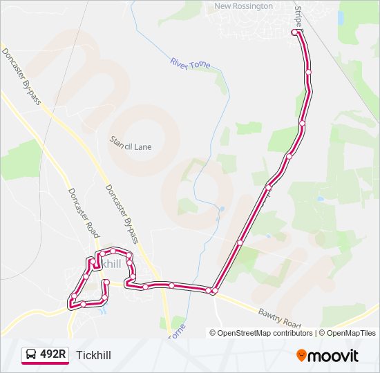 492R bus Line Map