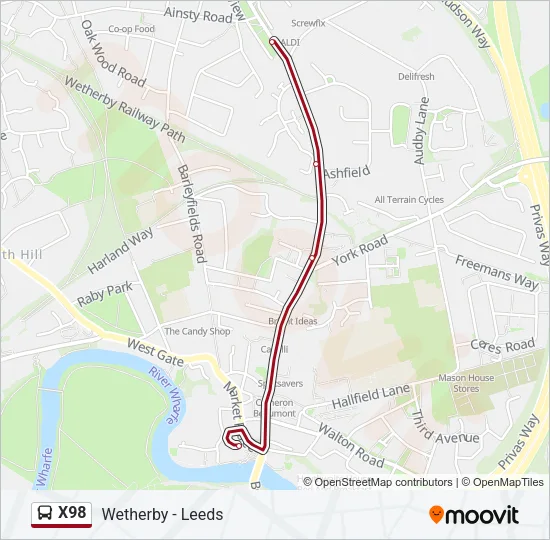 X98 Bus Line Map