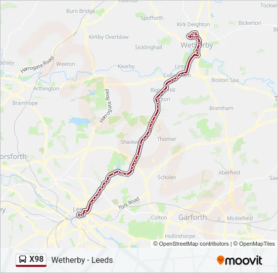 X98 Bus Line Map