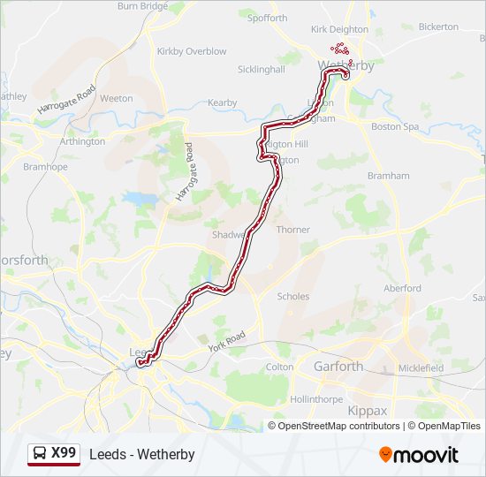 x99 Route Schedules, Stops & Maps Leeds City Centre (Updated)