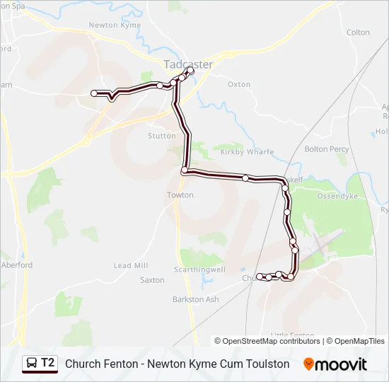 T2 Bus Line Map