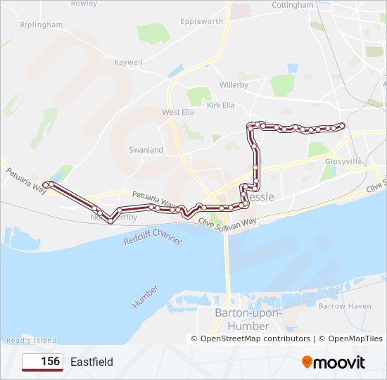 156 bus Line Map