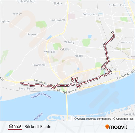 929 bus Line Map