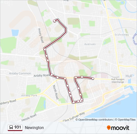 931 bus Line Map