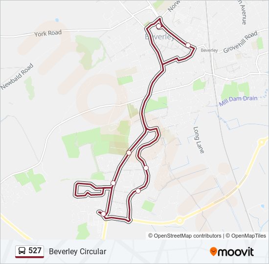 527 bus Line Map