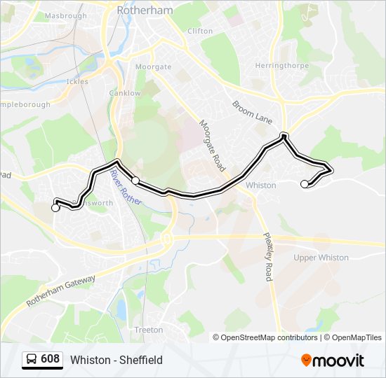 608 Bus Line Map