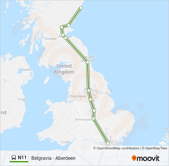 N11 bus Line Map