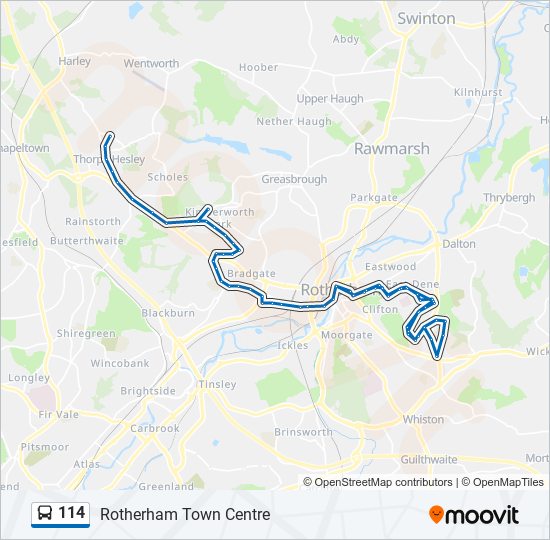 114 Route: Schedules, Stops & Maps - Rotherham Town Centre (Updated)